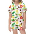 thumbnail image 2 of Tween Pajamas for Girls Boys Flower Print 2 Piece Set Short Sleeve Button Down Shirts with Shorts Set Kids Christmas Pjs Boys Pajamas Size 12-13 Years, 2 of 4