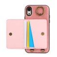 thumbnail image 7 of for iPhone XR PU Leather Case, Card Slots and Zipper Pocket Kickstand, Classic Protective Shockproof Lightweight Ultra Slim lip Case Finger Ring Wrist Strap for iPhone XR, Pink, 7 of 7