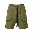 thumbnail image 3 of Besolor Men's Summer Cargo Shorts Drawstring Elastic Waist Wide Leg Casual Loose Workout Athletic Short Pants with Pocket(X-Large,Army Green), 3 of 5