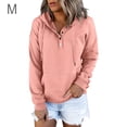 thumbnail image 4 of Qarigey Sudadera con capucha abotonada para mujer, jersey informal de Color sólido, sudadera con cordón, gorra de viaje, Fitness, túnica de otoño, Abrigos y chamarras Rosa M Qarigey AP009590-19, 4 of 6