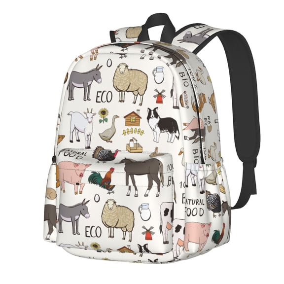 Rateoe Farm Animals Pattern Student Backpack,Backpack for School,Lightweight Bag,Travel Backpack,Outdoor Backpack,Large Capacity Backpack