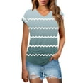 thumbnail image 1 of Eres Más Que una Camisa de Puntuación de Prueba Sexy de Manga Corta Lentejuelas Suelta Camisa de Blusa con Cuello en V, Poliéster, 1 of 8