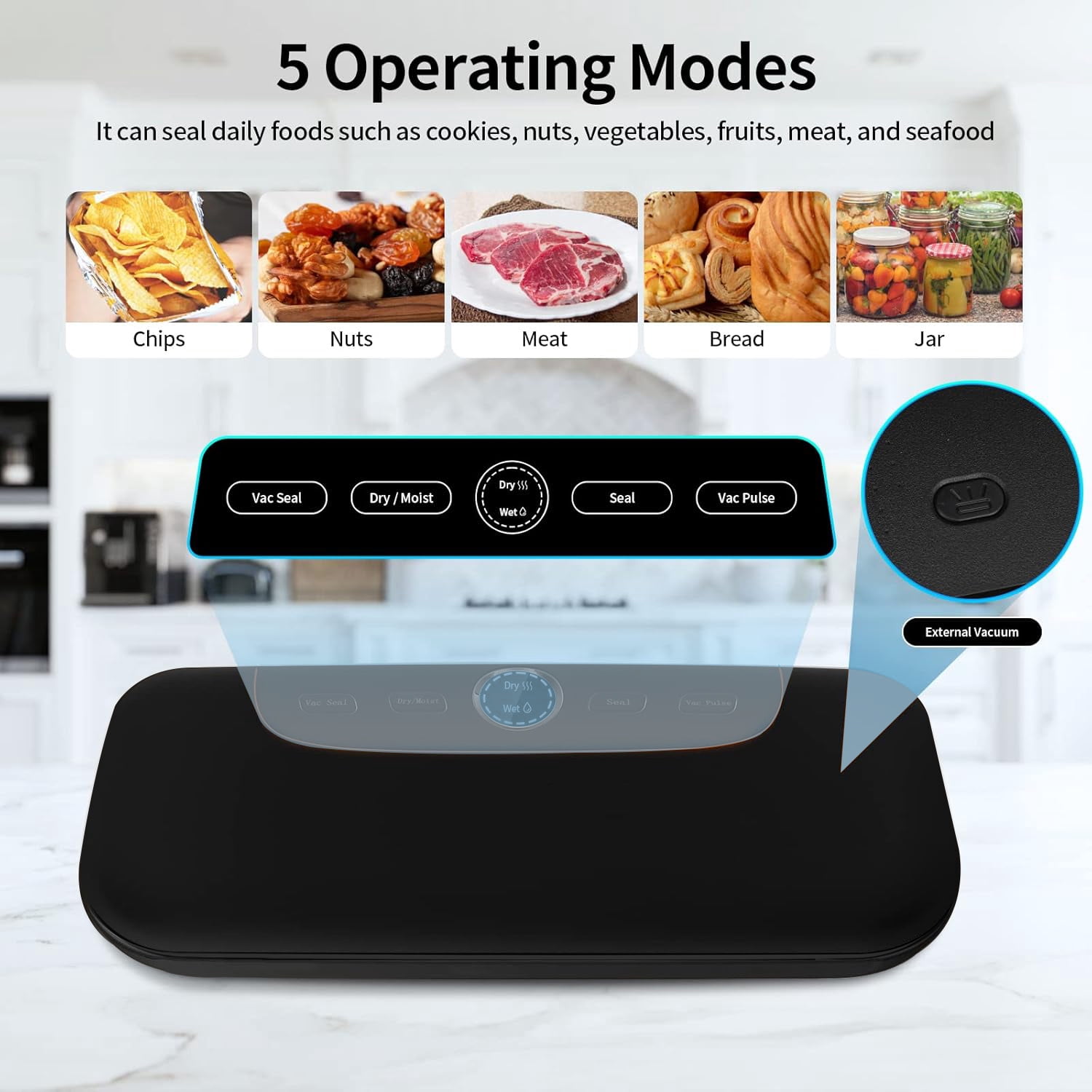 Dry/Moist Vacuum Sealer Machine, Air Vacuum Sealers for Sous Vide and Food Storage, Air Sealer Machine with 10 Vacuum Seal Bags