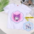 thumbnail image 3 of Girls Flip Sequin Short Sleeve T-Shirt, Reversible Sparkly Cartoon Graphic Crew Neck Cotton Tee, Summer Casual Tops for Little & Big Girls, 3 of 11