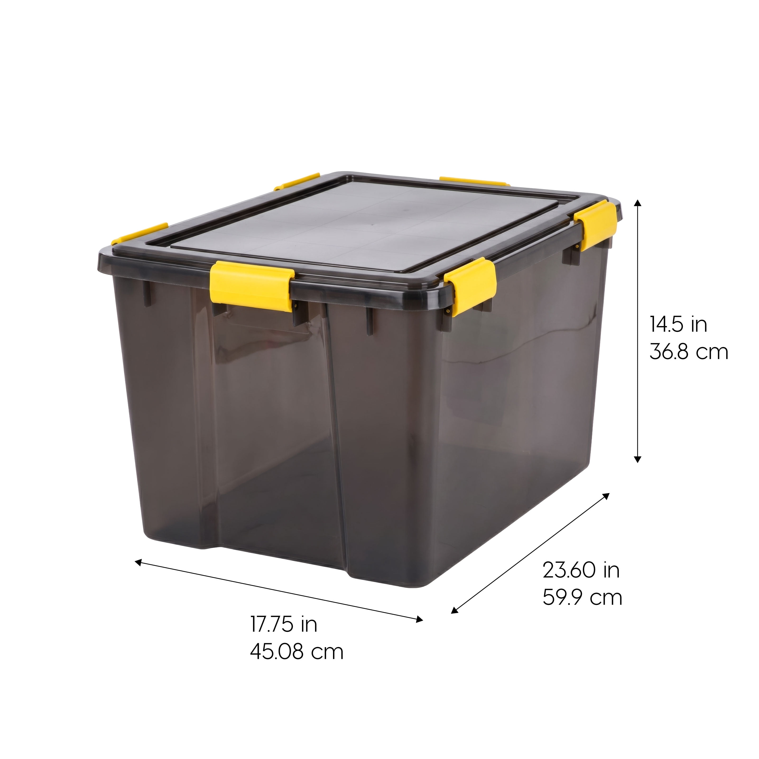 IRIS, 19 Gal Plastic Storage Bins with Sealed Lids, Black Gasket Box Airtight Containers 4Pk