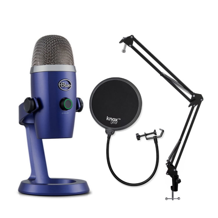 Blue Microphones Yeti Slate USB Mic with Knox Boom Arm, Headphones 