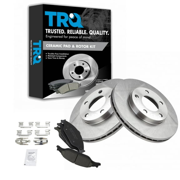 TRQ Front Brake Pad & Rotor Kit Brake Pads Brake Rotor Ceramic Fits Select 1999-2004 Ford Mustang