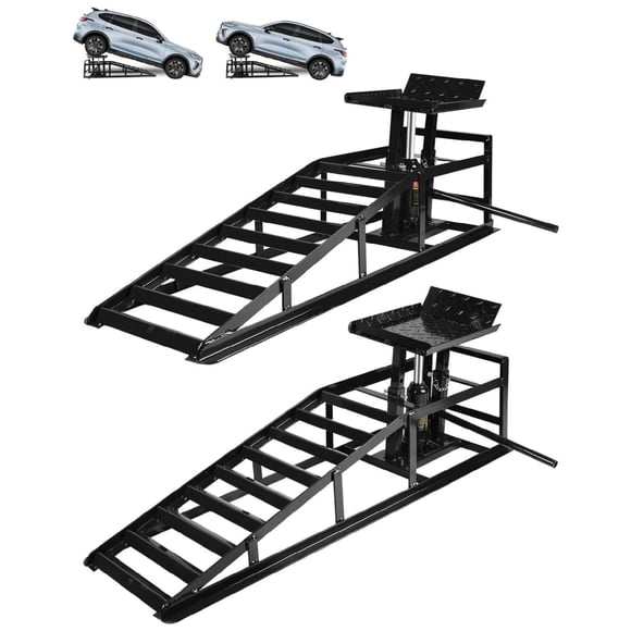 Eastvita 5T (11000lbs) Black Hydraulic Car Ramps - Low Profile Heavy Duty Steel Hydraulic Vehicle Ramps for Car Truck Trailer Garage Repair (2 Pack)