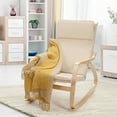 thumbnail image 2 of Costway Modern Bentwood Rocking Chair Fabric Upholstered Relax Rocker Lounge Chair Beige, 2 of 11