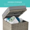 thumbnail image 3 of JJUN Set of 2 Wicker Ottomans, Multipurpose Outdoor Furniture for Patio, Backyard, Additional Seating, Footrest, Side Table w/Storage, Removable Cushions - Cement Gray/Taupe, 3 of 15