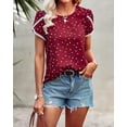 thumbnail image 5 of PRETTYGARDEN Women's Shirts Summer Casual Crewneck Lace Crochet Short Sleeve Blouses Cute Floral Print Loose Tunic Tops, 5 of 6