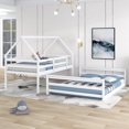 thumbnail image 4 of Youmumeub Twin over Full Bunk Bed - Sturdy Pine & MDF Frame with 14/7 Support Slats, 400/600 lb Capacity, White House-Roof Design, Built-in Ladder, Converts to Two Standalone Beds, 4 of 21