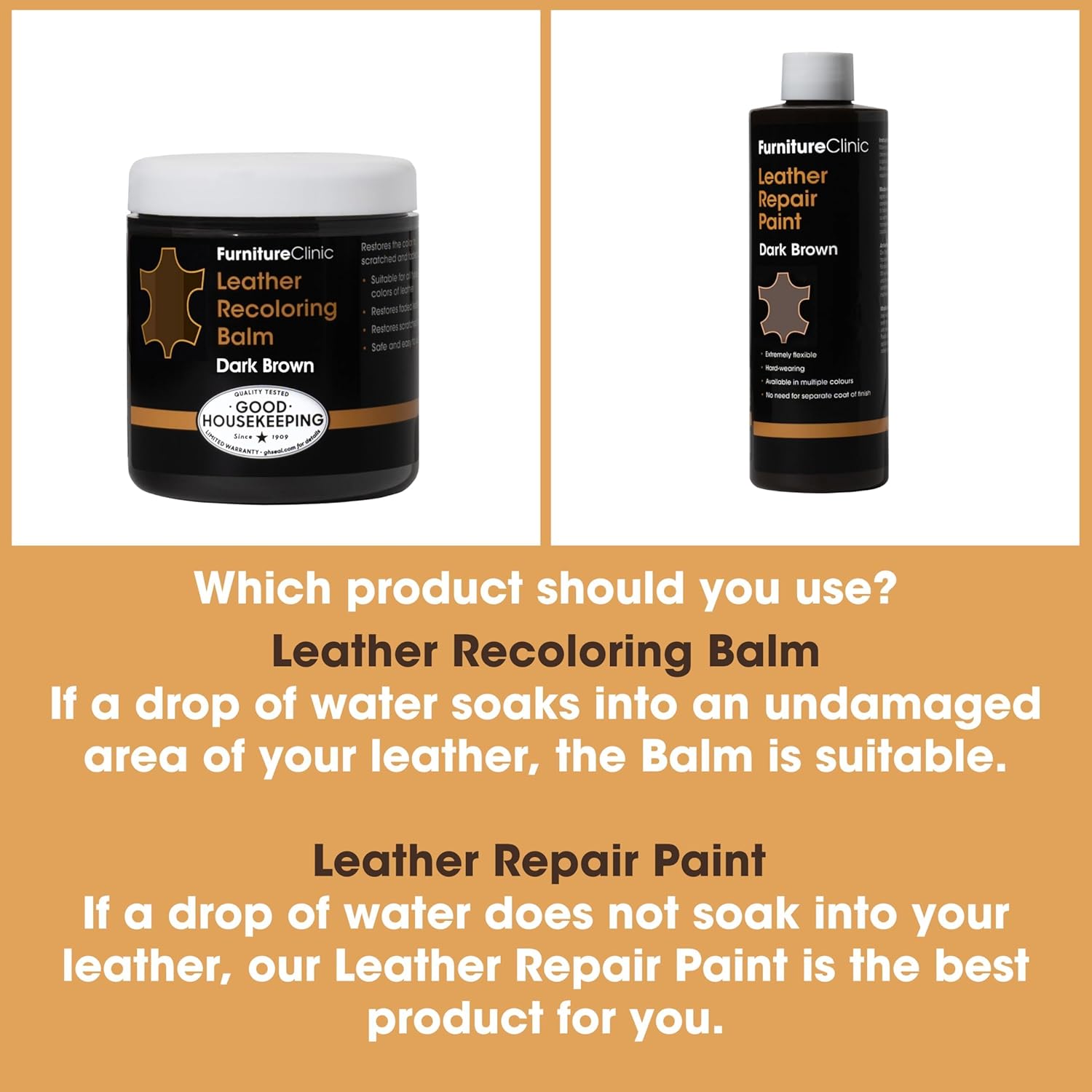 Furniture Clinic Leather Easy Restoration Kit | Includes Leather Recoloring Balm & Leather Cleaner, Sponge & Cloth | Restore & Repair Sofas, Car Seats & More (Black)