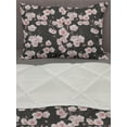 thumbnail image 3 of Cherry Blossom Comforter & Sham Bedding Set, Fresh Nature Theme Branches with Blooms and Buds Rustic Japanese, 3 pcs Duvet Set Microfiber Filling Quilt, 5 Sizes, Dark Brown Blush White, by Ambesonne, 3 of 4