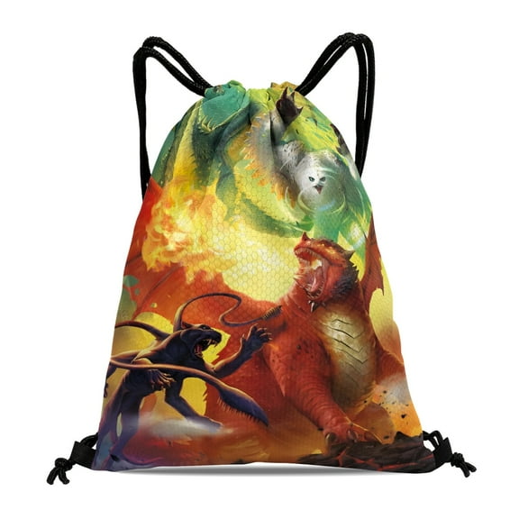 Dungeons & Dragons-theme Drawstring Backpack Sports Gym Bag Water Resistant String Bag Cinch Bag，12‘’X16‘’（30X40cm）