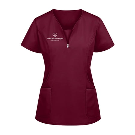 

QAZXD Scrubs Tops for Womens Print Short Sleeve Workwear Tops with Pockets Breathable V Neck Nursing