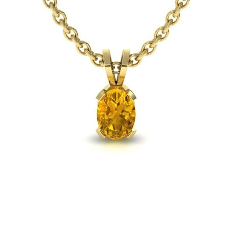 1 Carat Oval Shape Citrine Necklace In 14K Yellow Gold Over Sterling Silver 18 Inches