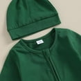 thumbnail image 6 of Ruyang New Born Baby Boys Footie Romper Sets Unisex Solid Color Long Sleeve Zipper Jumpsuit with Beanie 2Pcs Outfits, 6 of 8