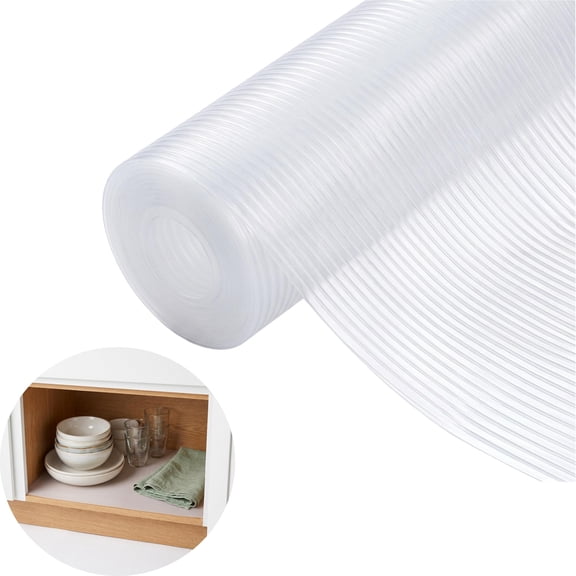 Non-Adhesive Shelf Liner - 12 in x 20 ft Waterproof EVA Cabinet Mat for Kitchen, Drawers, and Refrigerator, Washable Non-Slip