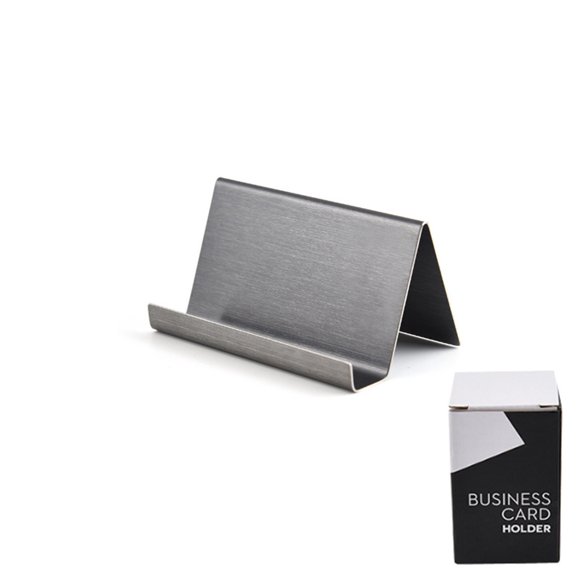 Tarjetero de acero inoxidable 304 con soporte para teléfono, color dorado, para escritorio, ideal para recepción de oficina. Soporte multifuncional para tarjetas de visita y smartphones. Duradero y