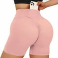 thumbnail image 3 of LIIPEE Women Yoga Shorts Solid Color Elastic High Waist Slim Fit Leggings Shorts With Pockets Female Stylish Shopping Outdoor Shorts,Pink,M, 3 of 7
