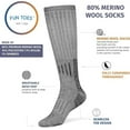 thumbnail image 3 of FUN TOES 80% Merino Wool Knee-High Boot Socks - Perfect for Winter Hiking, 3 Colors, 3 Pairs, Long Length, 3 of 5