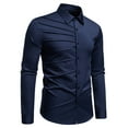 thumbnail image 2 of USNSM Men's Fashion Solid Long Sleeve Dress Shirt Classic Slim Fit Wrinkle-Free Casual Business Button Up Shirts Blue S, 2 of 7