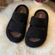 thumbnail image 4 of Pantuflas de mujer con suela gruesa y alza, negras, con doble tira y estampado de letras, estilo moderno para otoño e invierno, cómodas, talla 38 Rkxzt, 4 of 9