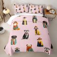 thumbnail image 2 of Homewish Cute Pet Dogs Quilt Full,Lovely Animal Full Bedspread Sets,Pink,3-Piece, 2 of 7