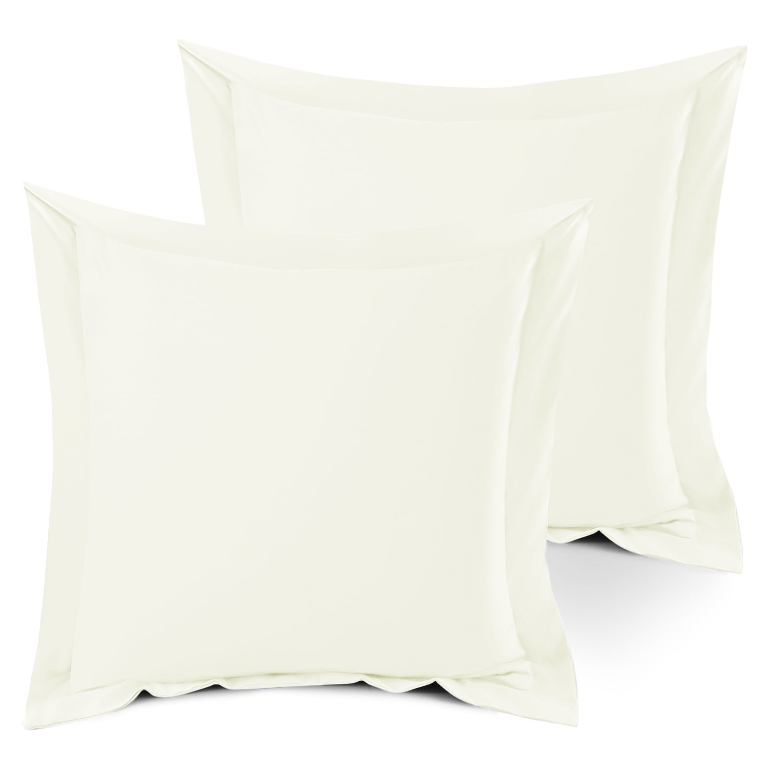 Set of 2 Euro 18"x18" Size Pillow Shams Off White, Hotel Luxury Soft
