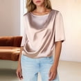 thumbnail image 2 of Women's Design Satin Short Sleeved T Shirt Silk Half Sleeved Shirt With Inner Top, 2 of 2