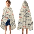 thumbnail image 3 of Beige Dinosaurs Text Pattern Hooded Bath Towel，50"x30" for Ages 3 To 12 Kids, Quick Dry Lightweight Soft Microfiber Hood Beach Towel Cover Up for Kids, 3 of 7