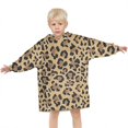 thumbnail image 3 of Brown and Black Leopard Print Blanket Hoodies for Kids 6-13YR Oversize Wearable Blanket Hoodies for Boys Girls Teens, 3 of 7