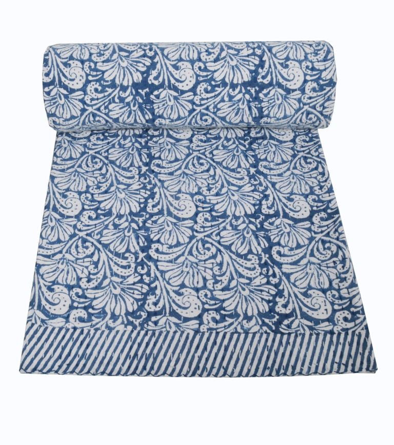 Details about   Handmade Wooden Block Print Cotton Kantha Blanket Quilt Duvet Throw Bedspreads 