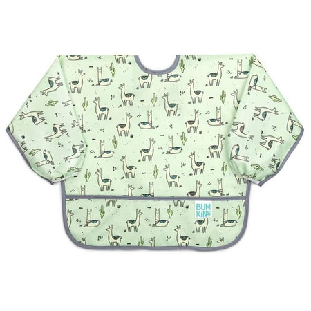 Bumkins Size 6-24M Llamas Sleeved Bib in Green