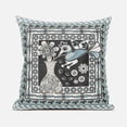 thumbnail image 2 of Amrita Sen Designs CAPL593FSDS-BL-18x18 18 x 18 in. Love Your Vase Peacock Suede Blown & Closed Pillow - Black & Muted Blue, 2 of 9