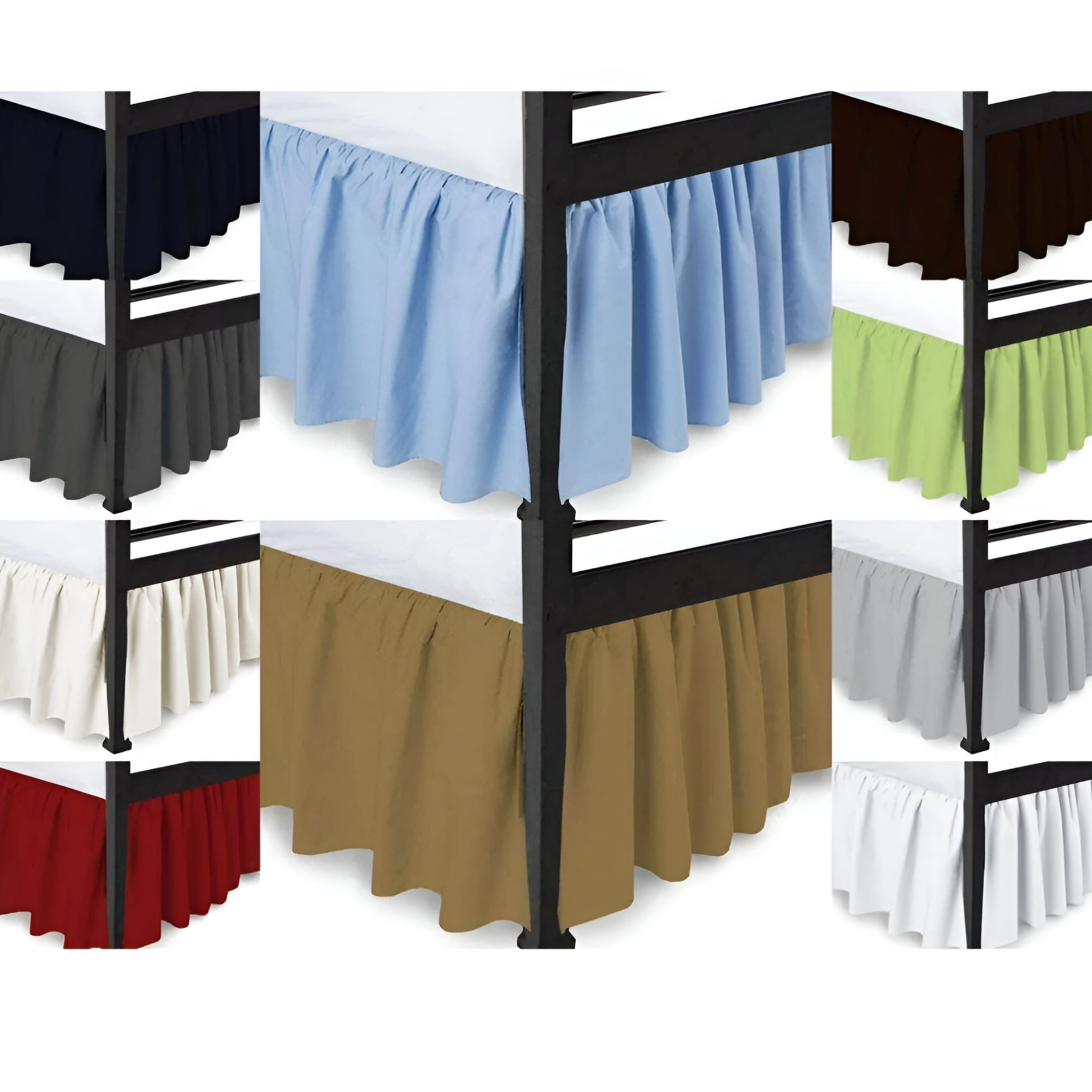 AUQ 100% Egyptian Cotton 800 Thread Count Dust Ruffle Bed Skirt, 18" Inch Drop Length Ruffle Bed Skirt, Queen Size (60" X 80") Inch, Black Solid