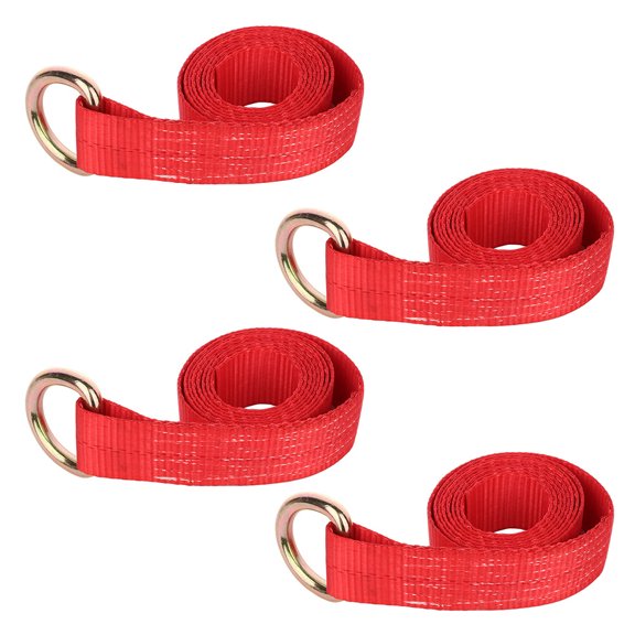cciyu 4PCS 2inch x 8ft Red Lasso Tow Straps Wheel Lift Straps Webbing