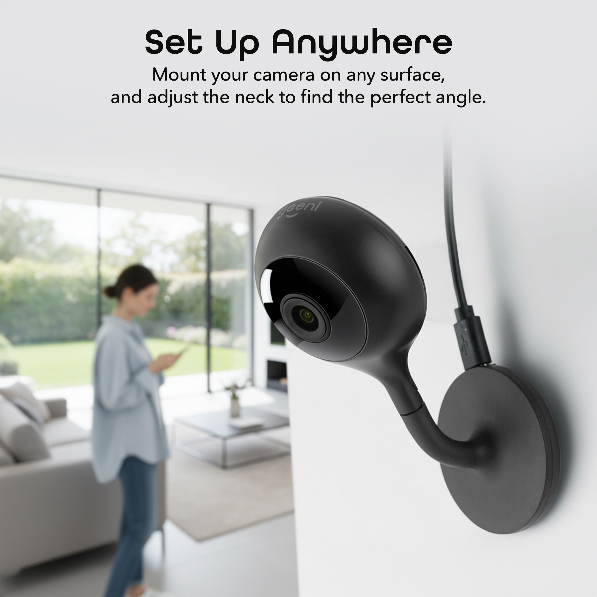 Geeni Look 2K Indoor Camera, 4MP Ultra HD, WiFi, Black photo 5