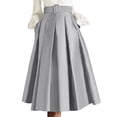 thumbnail image 3 of Women's Vintage Style Midi Skirt with Hidden Side Pockets and Flared Hem, Soft Stretch Fabric for All Day Comfort Gray L, 3 of 7