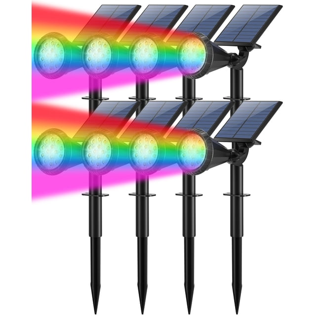 8 Luces Solares de Seguridad Tadyreal RGB a Prueba de Agua con Ángulo Ajustable de 180°