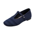 thumbnail image 3 of Willtoo Mary Jane Shoes Women Square Toe Knit Breathable T-Strap Buckle Slip On Walking Shoes Lightweight Comfort Casual Ballet Flats, 3 of 6