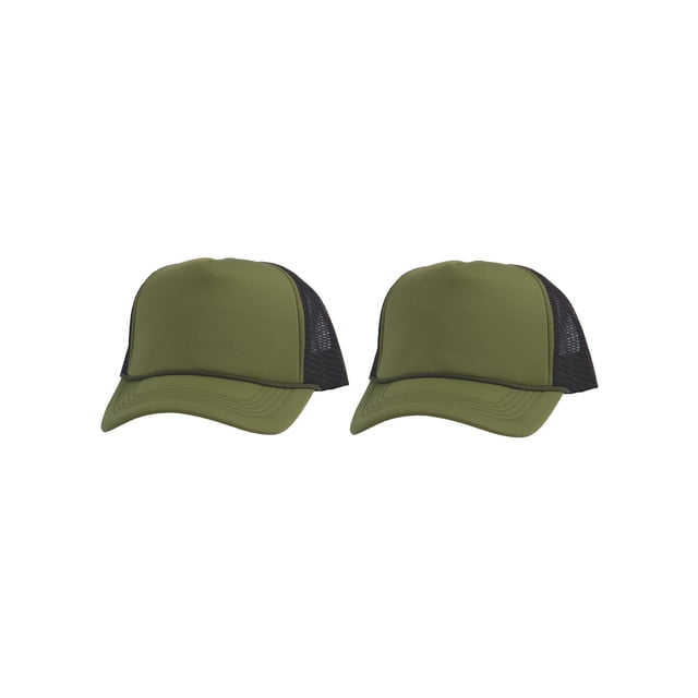 Top Headwear Men's Blank Rope Trucker Foam Mesh Plain Olive/Black