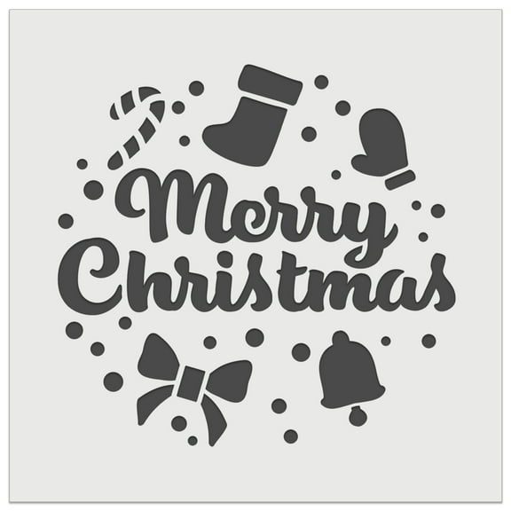 Merry Christmas Holiday Elements DIY Cookie Wall Craft Stencil - 5.5 Inch