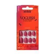 KISS Voguish Fantasy Halloween Press On Nails Almond, ‘Ghostly Glow’, Red, Short, 28 Count