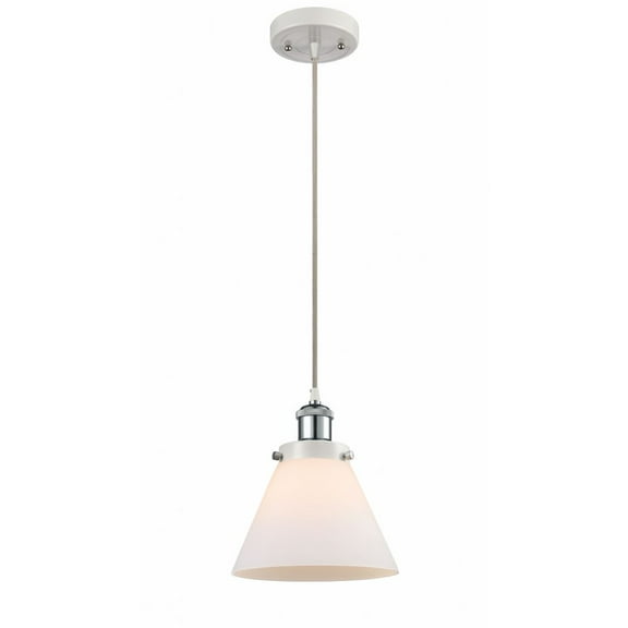 916-1P-WPC-G41-Innovations Lighting-Cone - 1 Light Cord Hung Mini Pendant In Industrial Style-10 Inches Tall and 8 Inches Wide-White/Polished Chrome