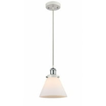 916-1P-WPC-G41-Innovations Lighting-Cone - 1 Light Cord Hung Mini Pendant In Industrial Style-10 Inches Tall and 8 Inches Wide-White/Polished Chrome