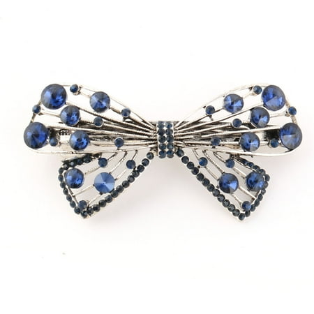 Small Crystal Butterfly Claw Clip - Women Rhinestone Decor Butterfly Shape Hair Claw Clip Hairpin Prussian Blue