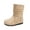 Beige, variant on GobdXE Girls Mid Calf Boots Solid Faux Suede Ruched Shaft Flat Fall Winter Casual Shoes Brown,10-10.5 Years