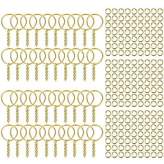 Key Rings Chains Golden Polished DIY Handcraft Metal Key Rings with Chain for Travel